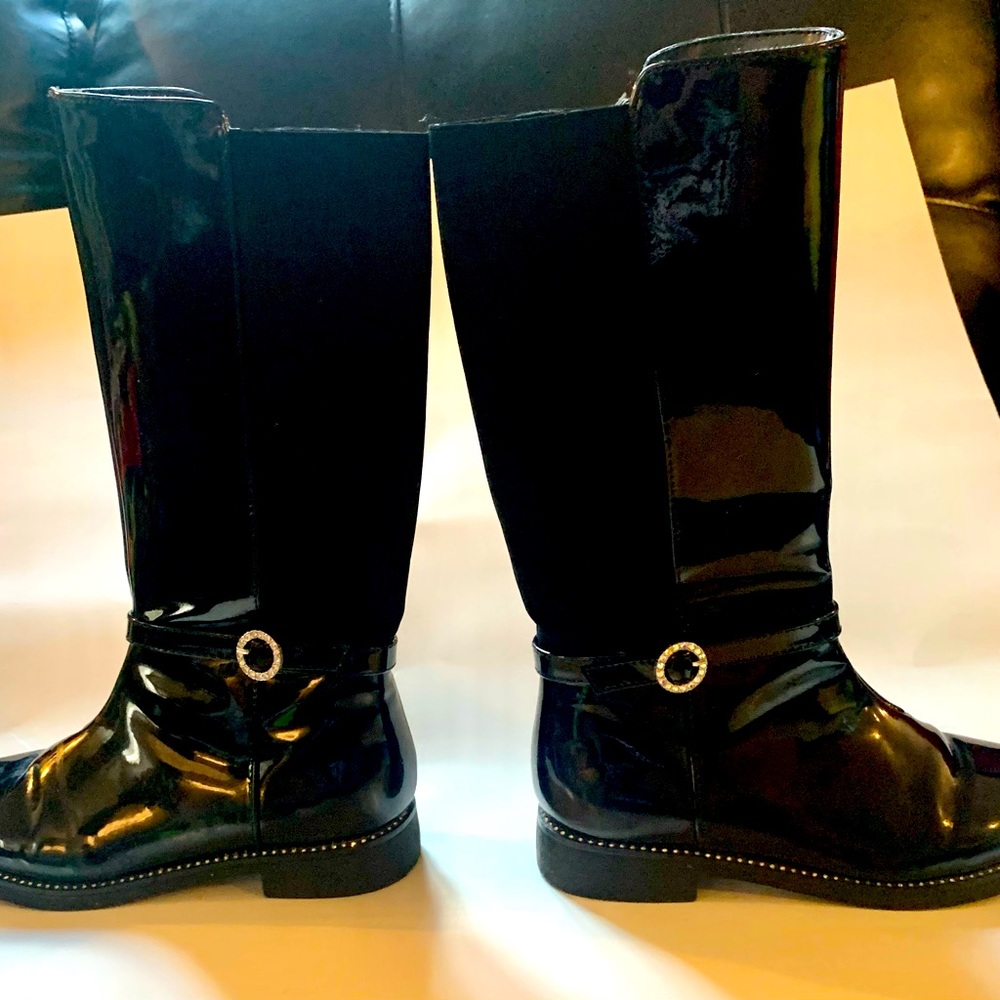 Children’s Place tall black patent girls boots.